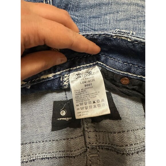 Miss Me Jeans Women's 26X31.5 Low Rise Boot Cut Bling Flap Pocket - Picture 5 of 5